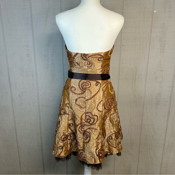 Vntg Jessica McClintock Strapless Formal Dress Size 10 Ruffle Metallic 3D Fairy - Picture 3 of 12